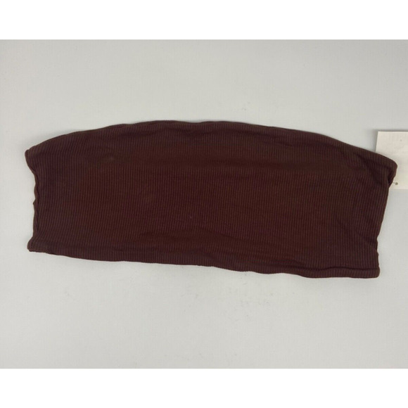 Naked Wardrobe Tube Top Women Sz Large Brown Ribbed Stretch Sleeveless - Picture 1 of 10